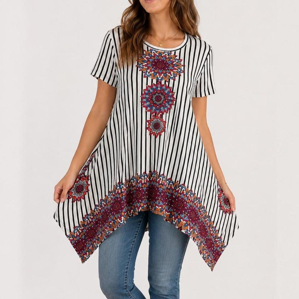Fever boho striped tunic top